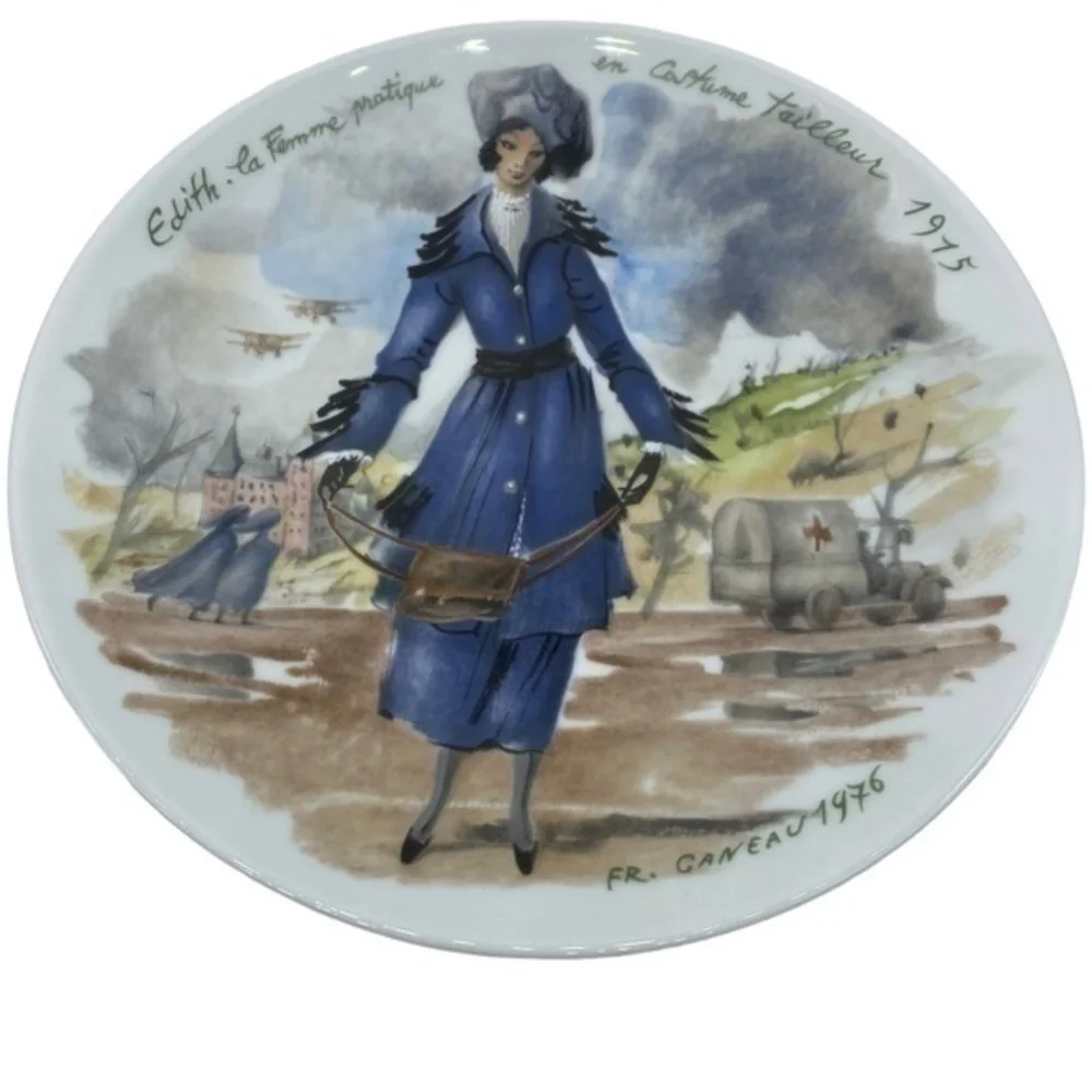 Vintage Limoges Edith La Femme Pratique En Costume Tailleur 1975 Plate